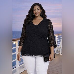 Brittany Black Elegant Lace Blouse